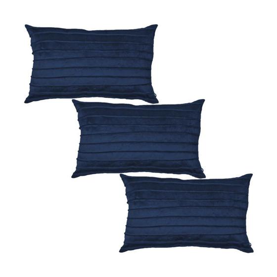 Imagem de Kit 3 Capas para Almofada Drapeada Line em Veludo Retangular Várias Cores