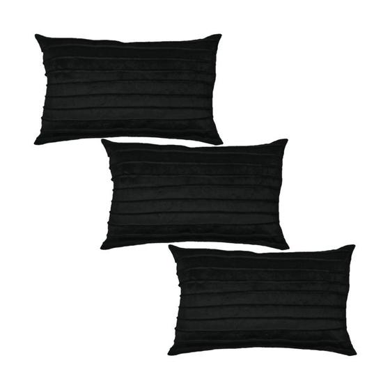 Imagem de Kit 3 Capas para Almofada Drapeada Line em Veludo Retangular Várias Cores