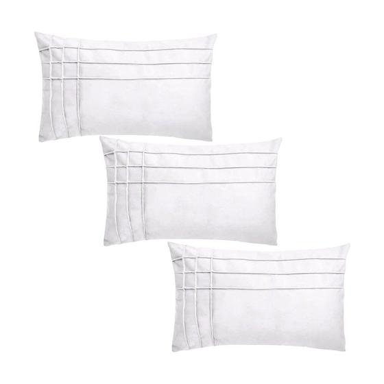 Imagem de Kit 3 Capas para Almofada Drapeada Line T Retangular em Veludo Várias Cores