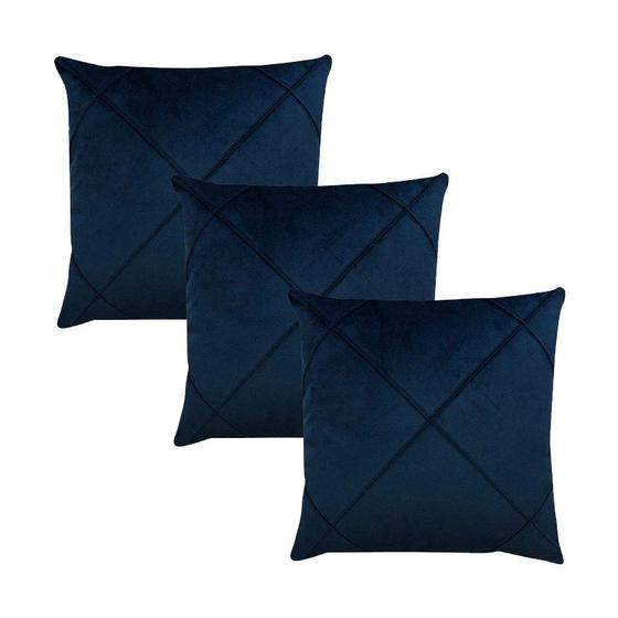 Imagem de Kit 3 Capas para Almofada Drapeada Veludo Quadrada Várias Cores