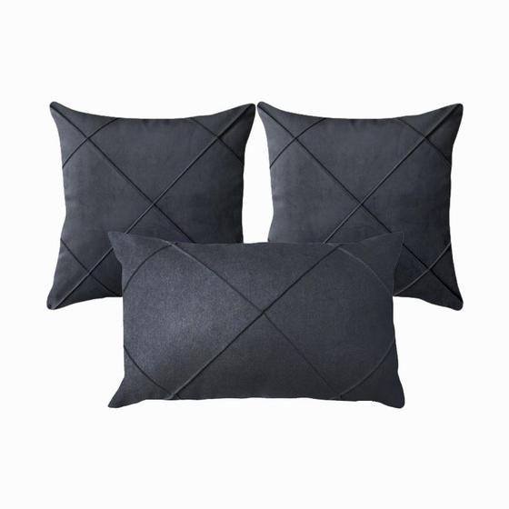 Imagem de Kit 3 Capas para Almofada Drapeada Veludo Quadradas e Retangular