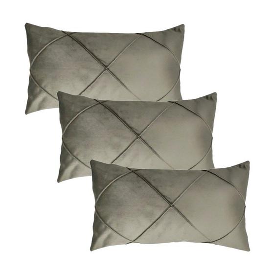 Imagem de Kit 3 Capas para Almofada em Veludo Drapeada 50x30 com Enchimento 55x35 Várias Cores