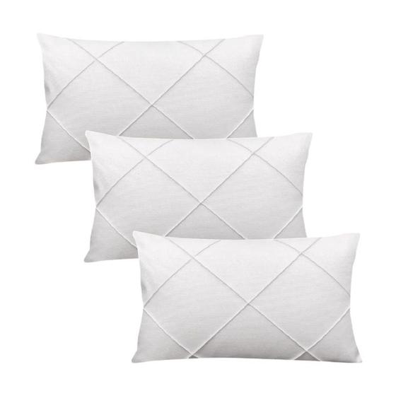 Imagem de Kit 3 Capas para Almofada em Veludo Drapeada Retangular 60x40 Com Enchimento Várias Cores