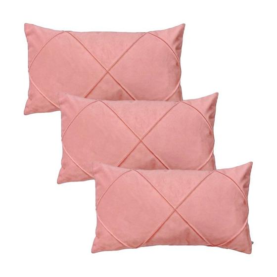 Imagem de Kit 3 Capas para Almofada em Veludo Drapeada Retangular 60x40 Várias Cores