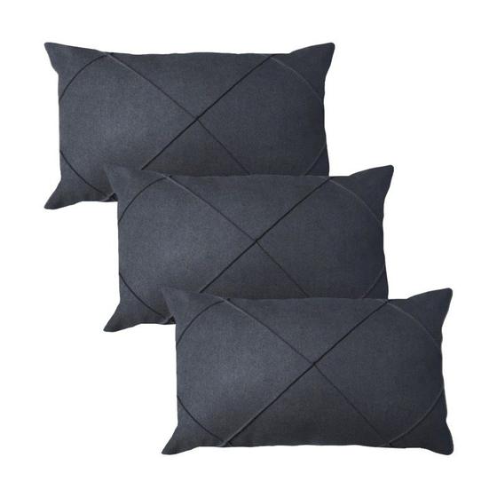 Imagem de Kit 3 Capas para Almofada em Veludo Drapeada Retangular Várias Cores
