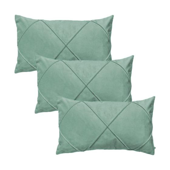 Imagem de Kit 3 Capas para Almofada em Veludo Drapeada Retangular Várias Cores