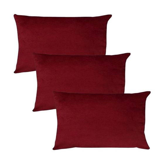 Imagem de Kit 3 Capas para Almofada em Veludo Liso Retangular 60x40 Várias Cores