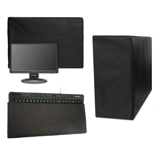 Imagem de Kit 3 Capas para CPU Computador Teclado e Monitor 22 PC Impermeável Flanelada