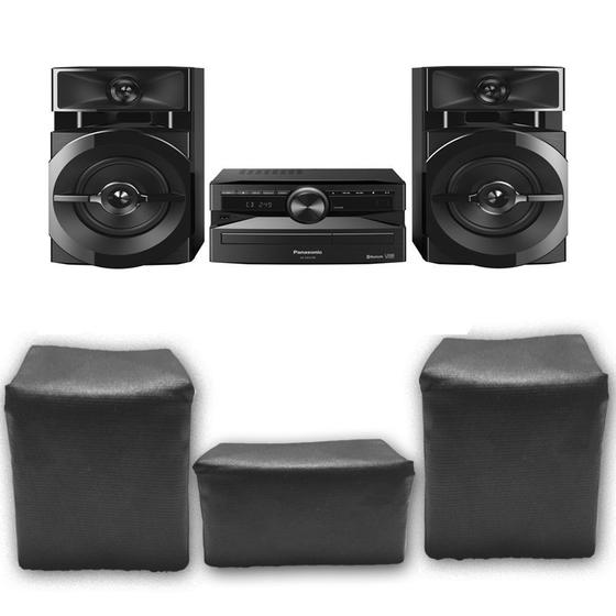 Imagem de Kit 3 Capas Pra Mini System Panasonic Sc-akx100lbk Impermeável Preta uv