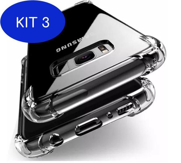 Imagem de Kit 3 Capinha Silicone Transparente Antichoque Samsung S8 G950