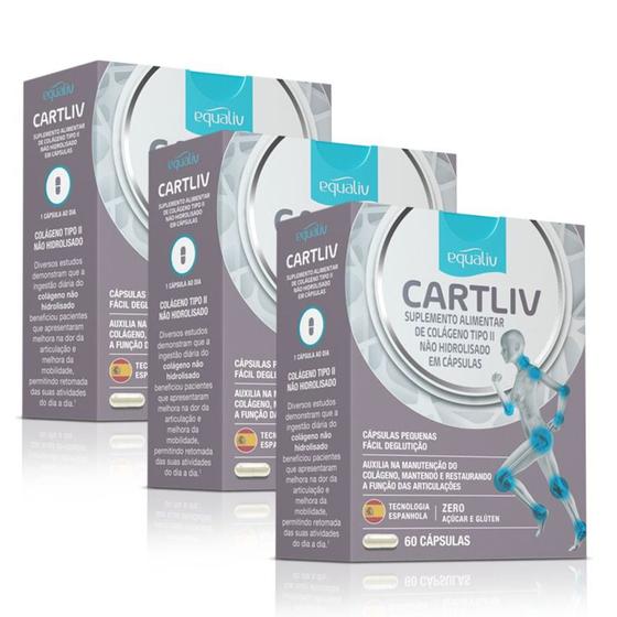 Kit 3 Cartiliv Colageno Tipo 2 Equaliv 60 cápsulas Menor preço em Kit 3 Cartiliv Colageno Tipo 2 Equaliv 60 cápsulas