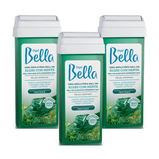 Imagem de Kit 3 Ceras Roll-on Depilatória Algas Com Menta Depil Bella