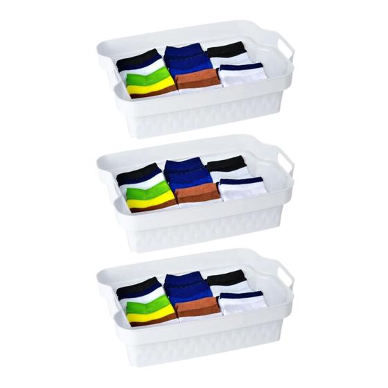 Imagem de Kit 3 Cesta Organizadora Armazenamento 3,4L Multiuso Sortido Design Sofisticado