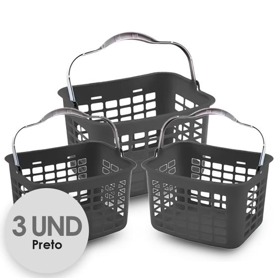 Imagem de Kit 3 Cesta Plastica Comércio 3,5 Litros Com Alça