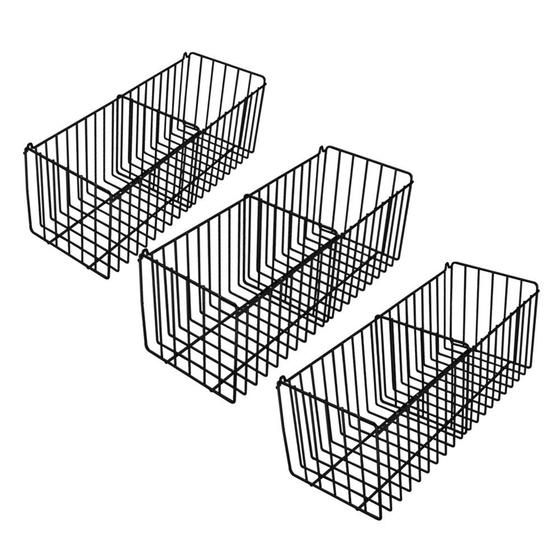 Imagem de Kit 3 Cesto De Parede Com DivisÃO Em AÇO Aramado Preto N5