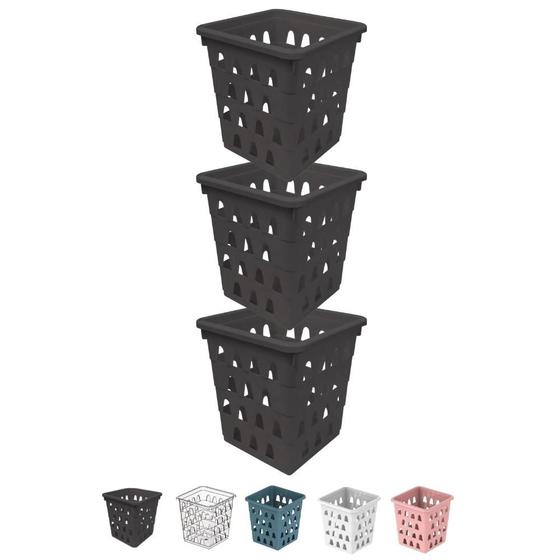 Imagem de Kit 3 Cesto Organizador Multiuso Decorativo Pequeno Quadrado 11x10,5 cm