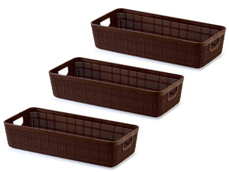 Imagem de Kit 3 Cestos Rattan Home Organizer Multiuso