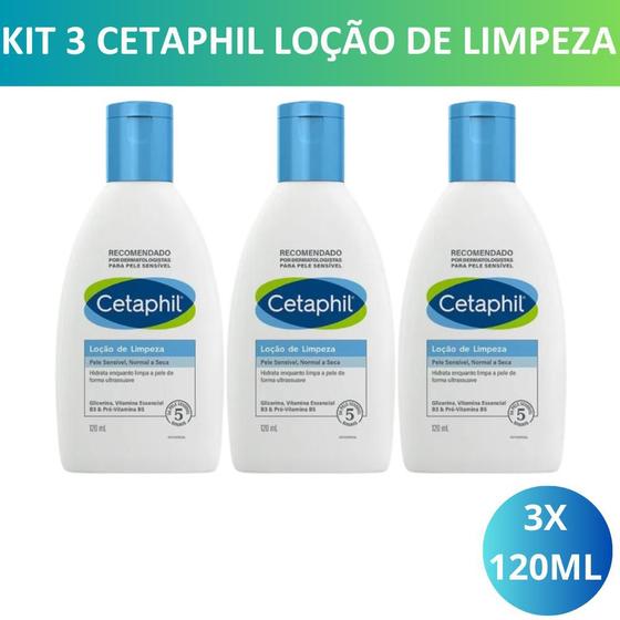 Imagem de Kit 3 Cetaphil Loção de Limpeza - 120ml