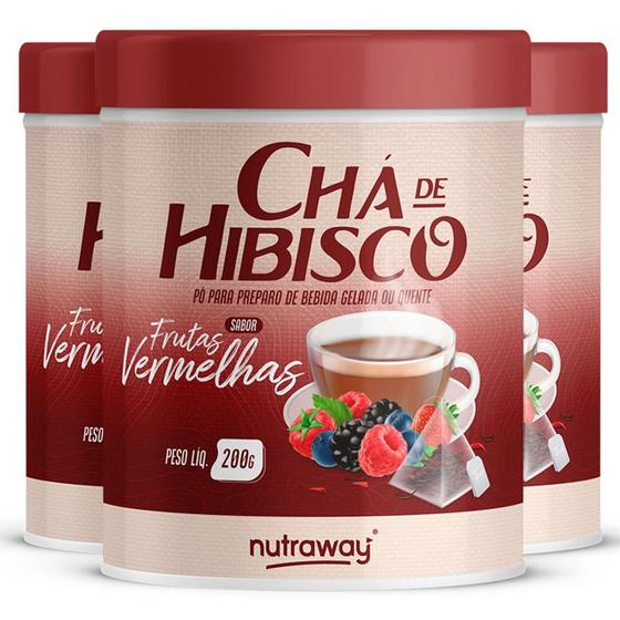 Imagem de Kit 3 Chá De Hibisco Frutas Vermelhas Nutraway 200g