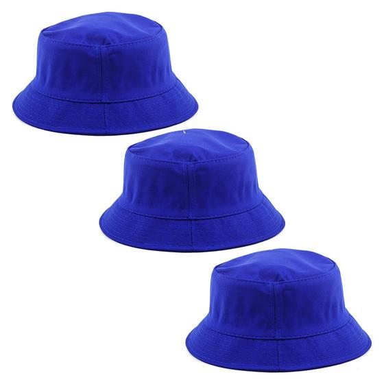 Imagem de Kit 3 Chapéu Bucket Hat Liso Azul Royal Masculino E Feminino