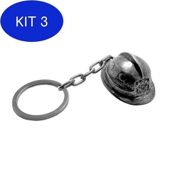 Imagem de Kit 3 Chaveiro De Metal Capacete Cromado