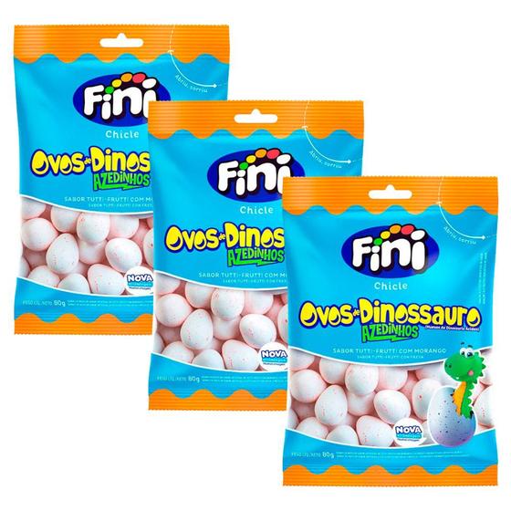 Imagem de Kit 3 Chicle Fini Ovo de Dinossauro 80g