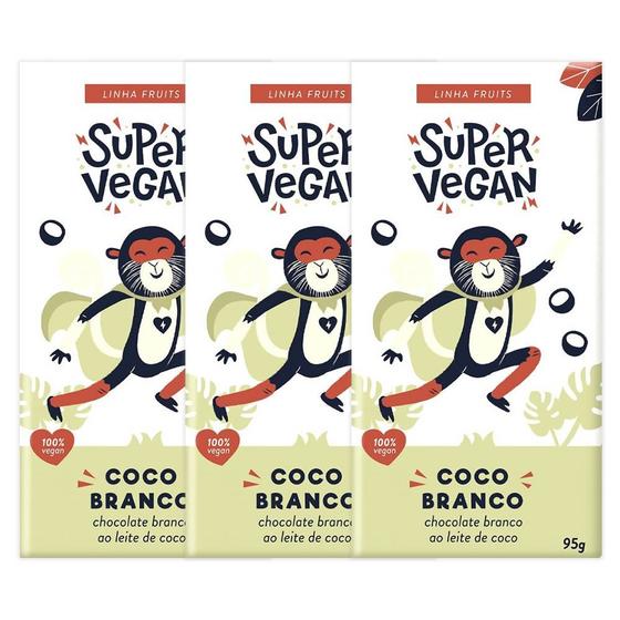 Imagem de Kit 3 Chocolate Branco ao Leite de Coco Super Vegan 95g