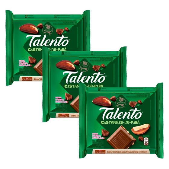 Kit 3 Chocolate Garoto Talento ao Leite com Castanha do Pará 85g é boa?