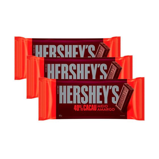 Imagem de Kit 3 Chocolate Hershey's Meio Amargo 82g