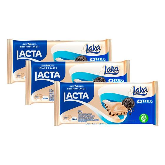 Imagem de Kit 3 Chocolate Lacta Laka Oreo 80g