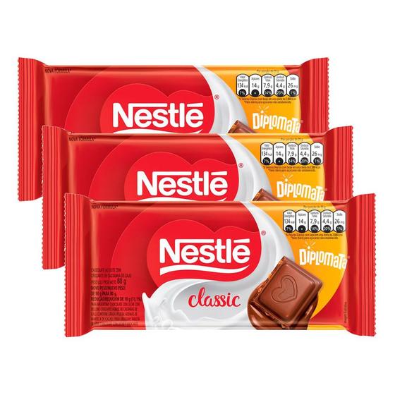 Imagem de Kit 3 Chocolate Nestlé Classic Diplomata 80g