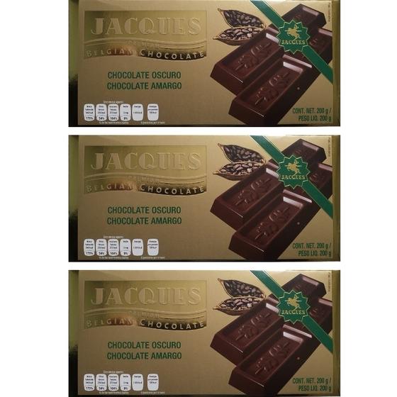 Imagem de Kit 3 Chocolate Premium Belga Amargo Jacques Importado