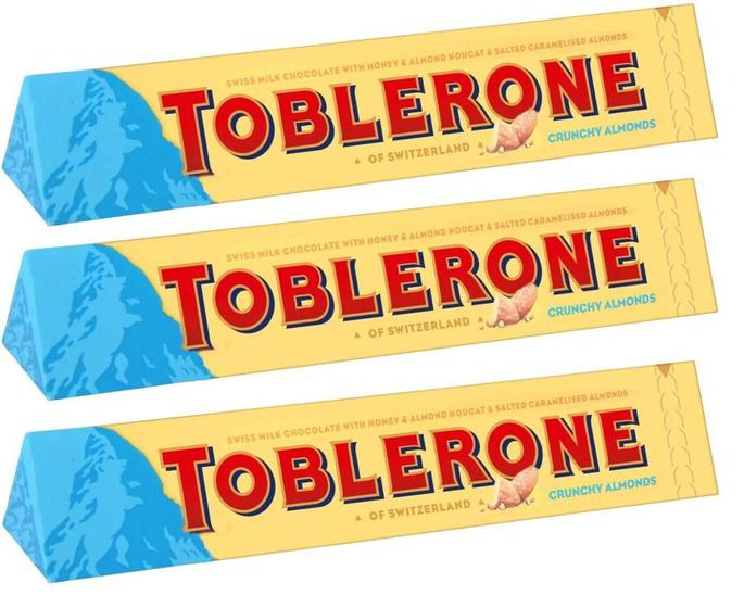 Imagem de kit 3 Chocolate Toblerone Crunchy Almonds 100g