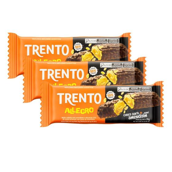 Imagem de Kit 3 Chocolate Trento Allegro Choco Dark com Amendoim 26g