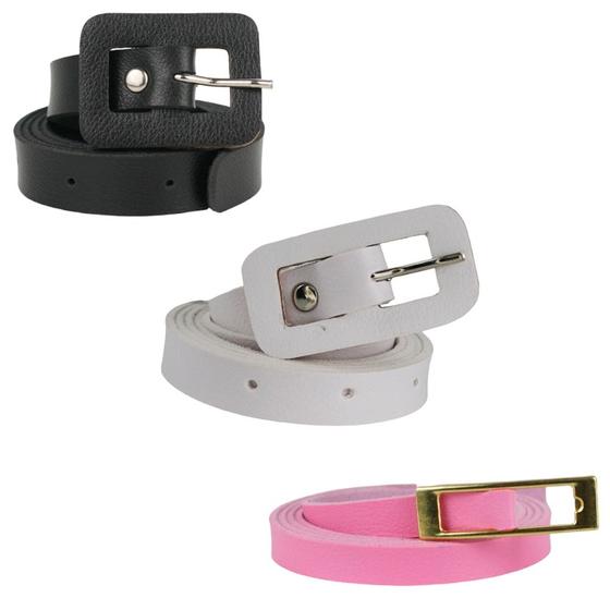 Imagem de Kit 3 Cintos Femininos Fivela Quadrada, Retangular E Dourada