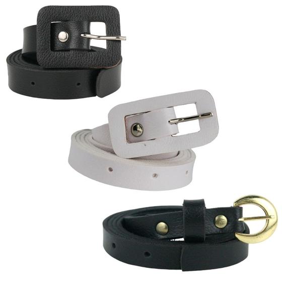 Kit 3 Cintos Fivela Com Quadrada, Retangular E Metal Dourado - Sem marca Imagem de Kit 3 Cintos Fivela Com Quadrada, Retangular E Metal Dourado