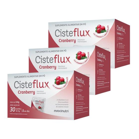Imagem de Kit 3 Cisteflux Cranberry Auxilia Sistema Imune 30 Saches 5g