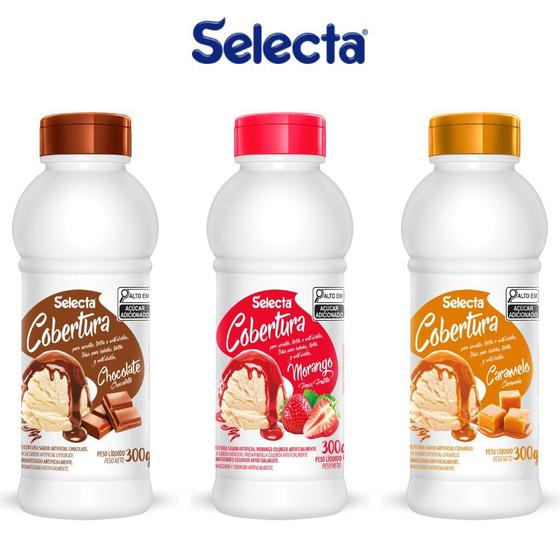 Imagem de Kit 3 Cobertura para Taça de Sorvete e Sobremesas Selecta 300gm