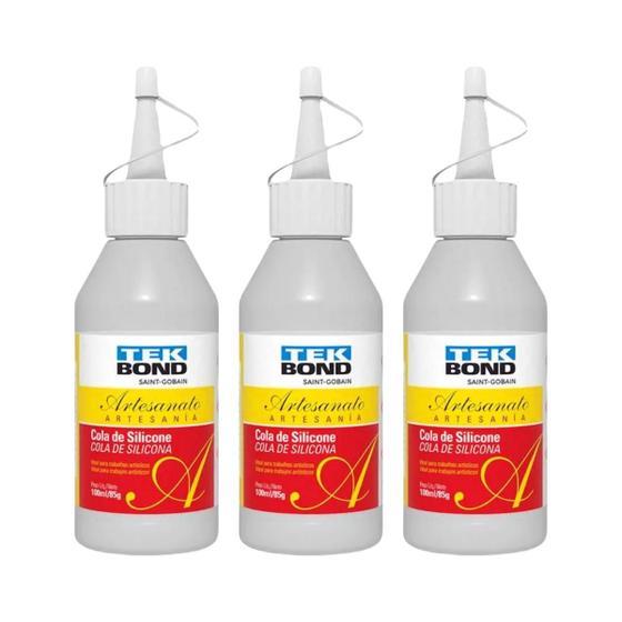 Imagem de Kit 3 Cola de silicone para artesanato Tek Bond transparente 100ml