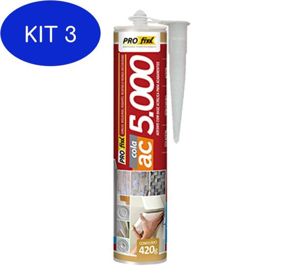 Imagem de Kit 3 Cola Rodapé Ac 5000 Branco 420g