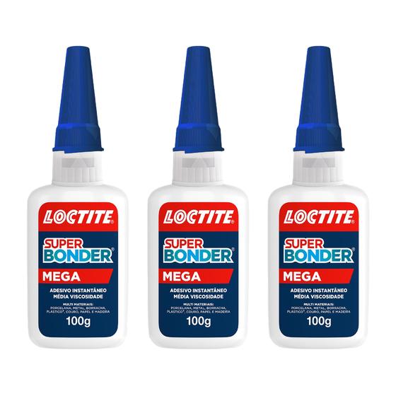 Imagem de Kit 3 Cola Super Bonder 100g Mega Loctite Multiuso Ultra Forte Instantânea Resistente