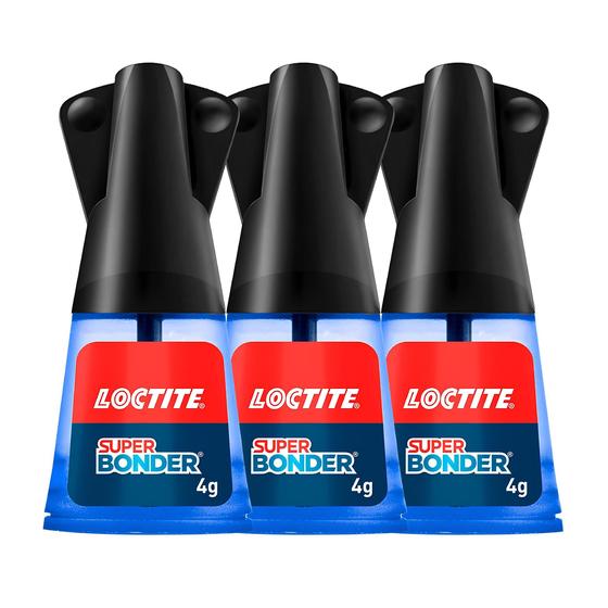 Imagem de Kit 3 Cola Super Bonder 4g Com Pincel Loctite Instantânea Multiuso Ultra Forte Resistente