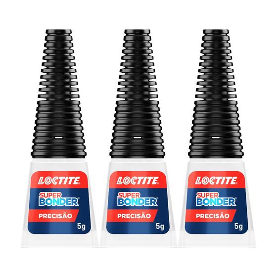 Imagem de Kit 3 Cola Super Bonder Instantânea Colagem de Precisão 5g Multiuso - Loctite