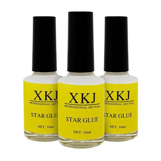 Imagem de Kit 3 Colas Foil Xkj Star Glue Unhas Gel Acrigel Foils 16Ml
