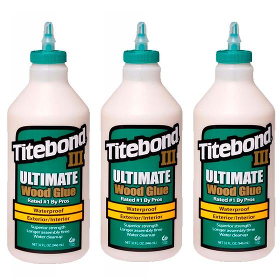 Imagem de Kit 3 Colas para Madeira III Ultimate Wood Glue 946ml Titebond