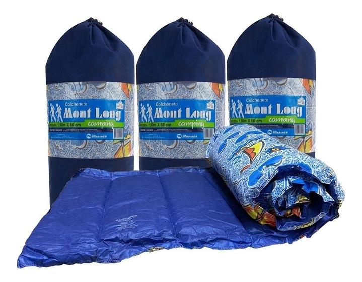Imagem de Kit 3 Colchonete Solteiro Azul, Verde 190x60 - Mont Long