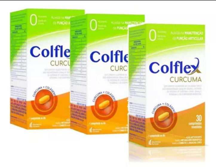 Imagem de Kit 3 colflex curcuma colágeno tipo ii - 3 meses de tratamento