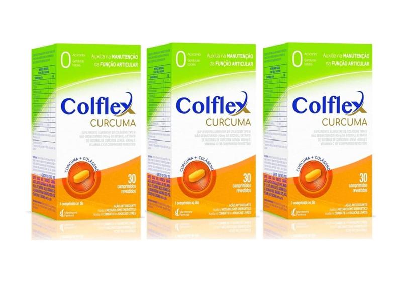 Imagem de Kit 3 Colflex Curcuma + Colágeno Tipo II Com 30 Comp (total 90 comp)