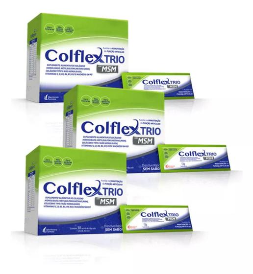 Imagem de Kit 3 colflex trio com msm sem sabor 30 saches