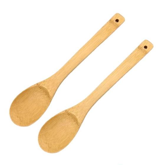 Imagem de Kit 3 colheres multiuso de bambu utensílios cozinha durabilidade